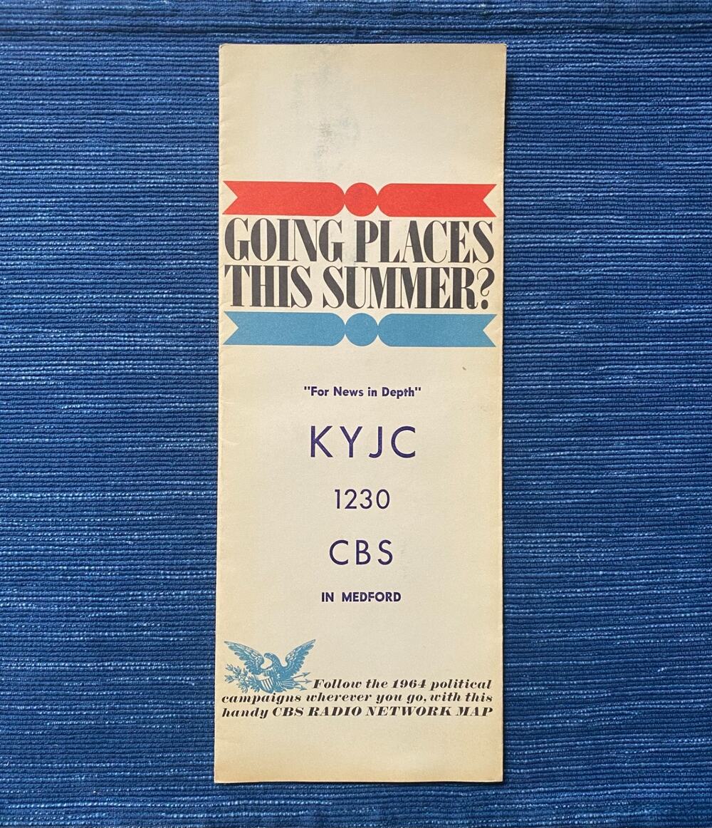 Vintage 1964 KYJC 1230 CBS Radio Network Map Brochure Medford Oregon 106B